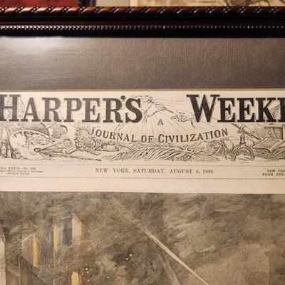 Lot of 4 Framed Harper's Weekly Fire News Page