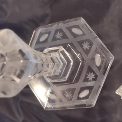 Pair of Glass/Crystal Candle Stick Holders
