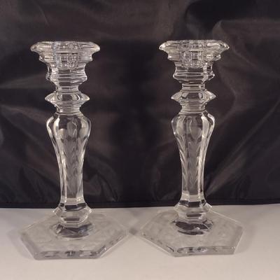 Pair of Glass/Crystal Candle Stick Holders