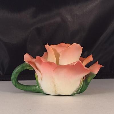 Pair of Porcelain Roses- One Capodimonte, One Tea Pot Design with Lid