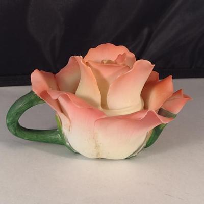 Pair of Porcelain Roses- One Capodimonte, One Tea Pot Design with Lid
