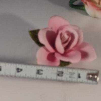 Pair of Porcelain Roses- One Capodimonte, One Tea Pot Design with Lid