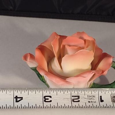 Pair of Porcelain Roses- One Capodimonte, One Tea Pot Design with Lid