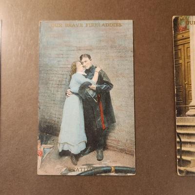 Lot of 3 Framed Fire Fighting Theme , Postcards, Fire Fire Sheet Music, Mystic Seaport press
