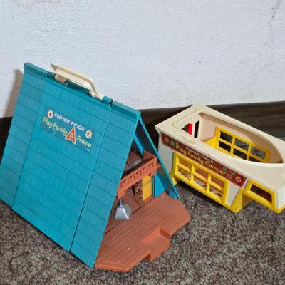Vintage Fisher-Price Play Family A-Frame House & Camper Top – 1970s