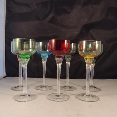 Collection of Multicolor Long Stem Glasses- Seven Pieces