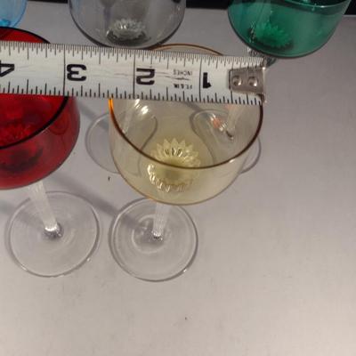 Collection of Multicolor Long Stem Glasses- Seven Pieces