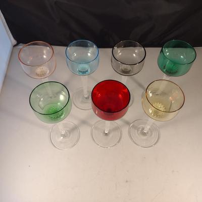 Collection of Multicolor Long Stem Glasses- Seven Pieces