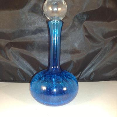 Crackle Glass Decanter with Stopper