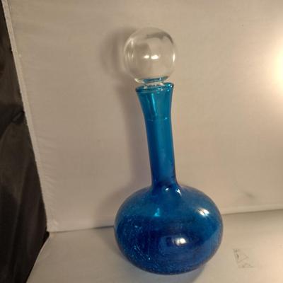 Crackle Glass Decanter with Stopper