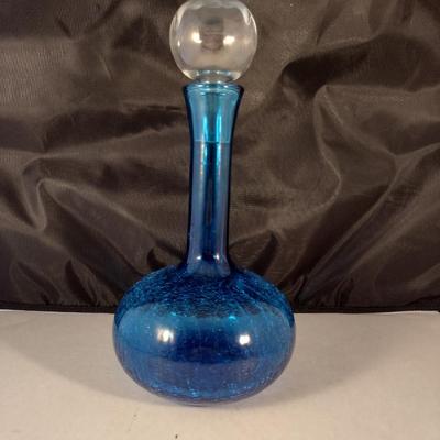 Crackle Glass Decanter with Stopper