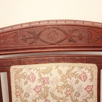 Set of 6 Carved Wood Upholstered Armchairs