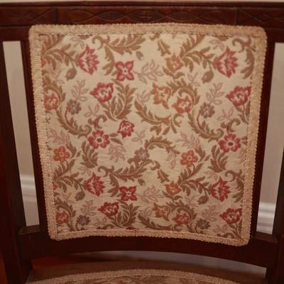 Set of 6 Carved Wood Upholstered Armchairs