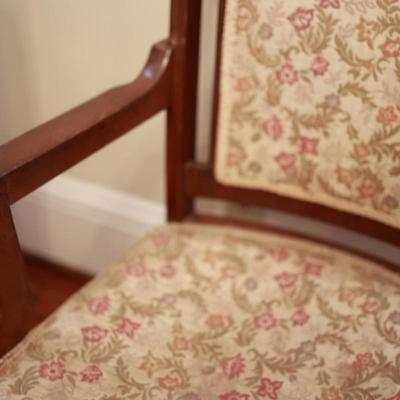 Set of 6 Carved Wood Upholstered Armchairs