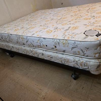 Full-Size Bed frame with Holiday Star Quilt & other assorted bedding
