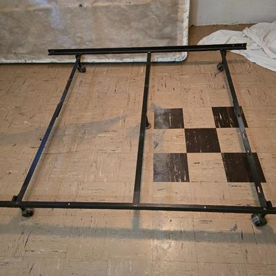 Full-Size Bed frame with Holiday Star Quilt & other assorted bedding