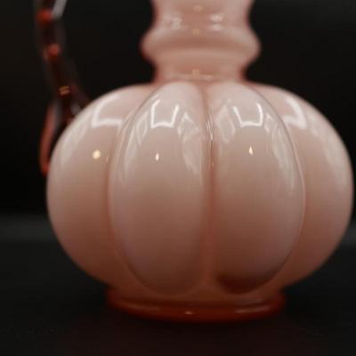 Vintage FENTON Ruffled Top Pink Glass Pitcher Vase