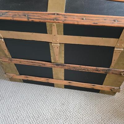 Restored Dome-Top Steamer Trunk with Brass Hardware