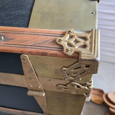Restored Dome-Top Steamer Trunk with Brass Hardware