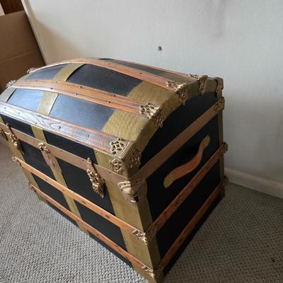 Restored Dome-Top Steamer Trunk with Brass Hardware