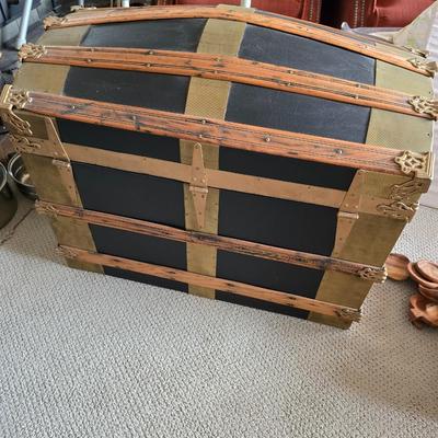 Restored Dome-Top Steamer Trunk with Brass Hardware