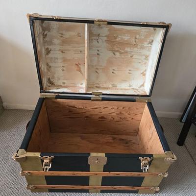 Restored Dome-Top Steamer Trunk with Brass Hardware