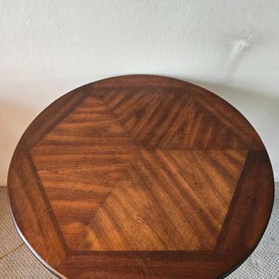 Mahogany Round Pedestal Side Table with Brass Claw Feet