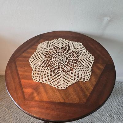 Mahogany Round Pedestal Side Table with Brass Claw Feet