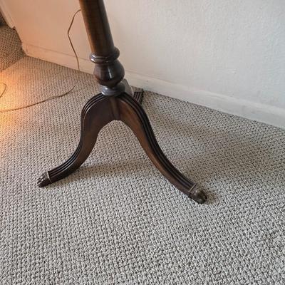 Mahogany Round Pedestal Side Table with Brass Claw Feet
