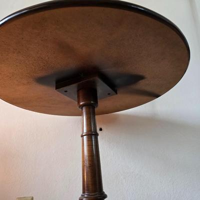 Mahogany Round Pedestal Side Table with Brass Claw Feet
