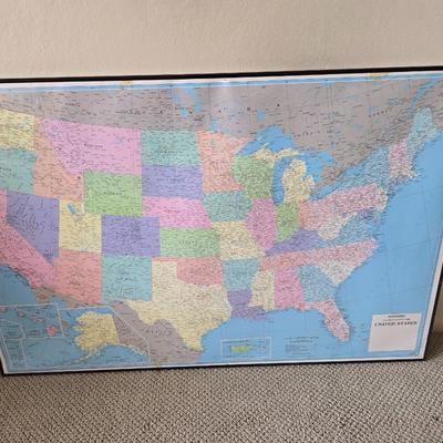 Framed World Map & U.S. Maps Set