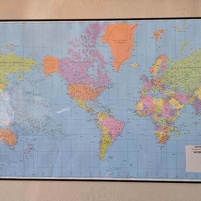 Framed World Map & U.S. Maps Set