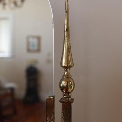 Mid-Century Brass Cheval Mirror