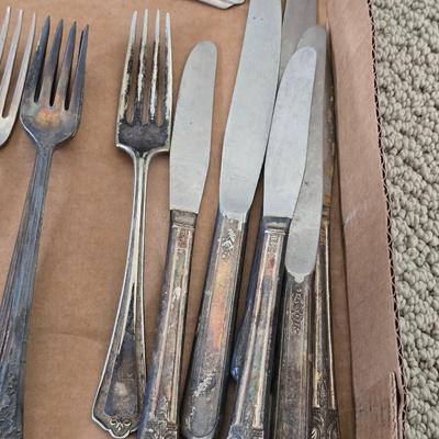 Mixed Flatware Lot – Stainless & Silverplate, 40+ Pieces – Assorted Patterns