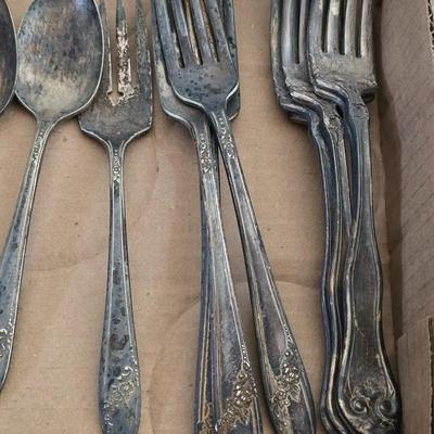 Mixed Flatware Lot – Stainless & Silverplate, 40+ Pieces – Assorted Patterns