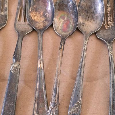 Mixed Flatware Lot – Stainless & Silverplate, 40+ Pieces – Assorted Patterns