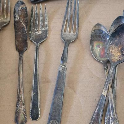 Mixed Flatware Lot – Stainless & Silverplate, 40+ Pieces – Assorted Patterns
