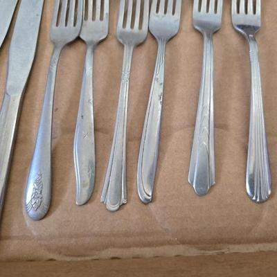 Mixed Flatware Lot – Stainless & Silverplate, 40+ Pieces – Assorted Patterns