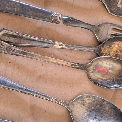 Mixed Flatware Lot – Stainless & Silverplate, 40+ Pieces – Assorted Patterns