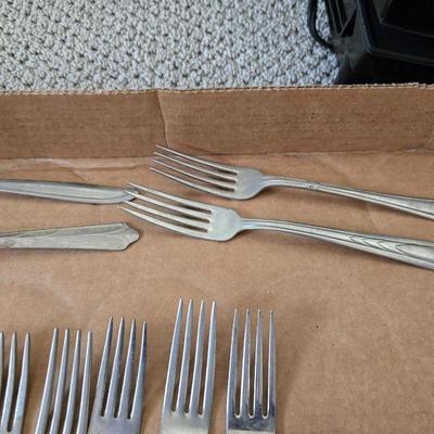Mixed Flatware Lot – Stainless & Silverplate, 40+ Pieces – Assorted Patterns