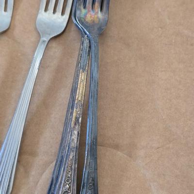 Mixed Flatware Lot – Stainless & Silverplate, 40+ Pieces – Assorted Patterns