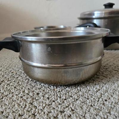 Assorted Kitchen Cookware & Handmade Hot Pads Lot Stainless steel pan set