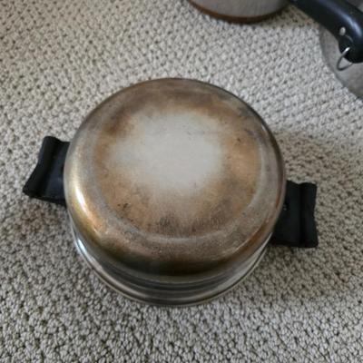 Assorted Kitchen Cookware & Handmade Hot Pads Lot Stainless steel pan set