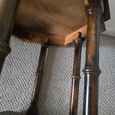 Vintage Hexagonal Two-Tier Wood Side Table