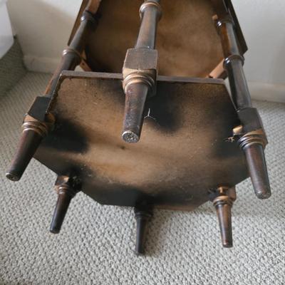 Vintage Hexagonal Two-Tier Wood Side Table