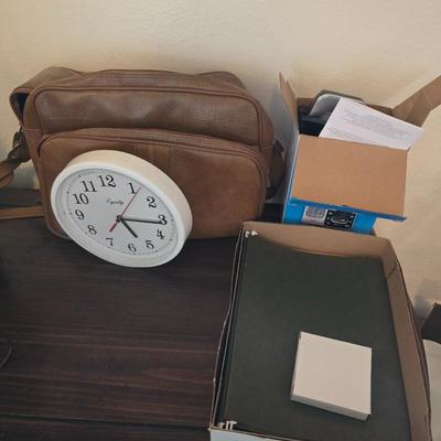 Office Essentials Lot: HP DeskJet Printer, faux Leather Bag & More