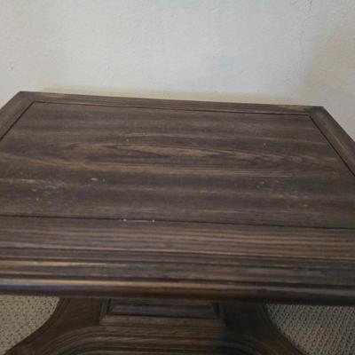 Vintage Wood Pedestal side Table with Regulator Mantel Clock