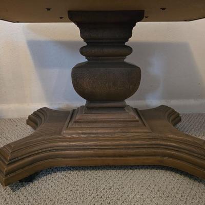 Vintage Wood Pedestal side Table with Regulator Mantel Clock