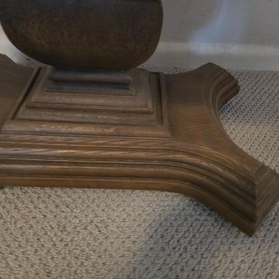 Vintage Wood Pedestal side Table with Regulator Mantel Clock