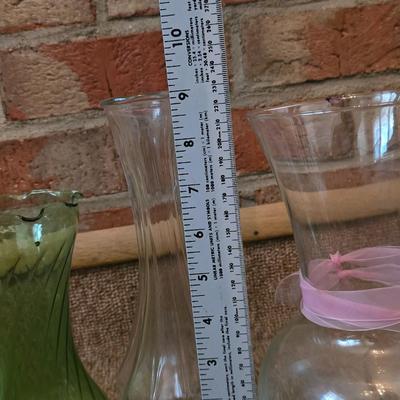 Lot of 9 Assorted Glass and Milk Glass Vases